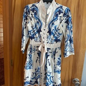 Elegant Blue and White Dress